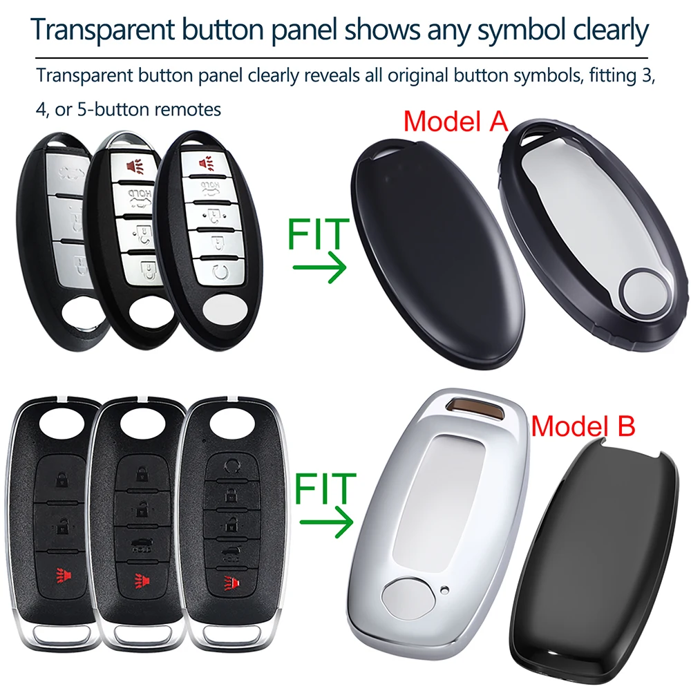 Protective Key Fob Cover Fits for Nissan Sentra Sunny Almera Altima Teana Rogue X-Trail Patrol Armada Qashqai Navara Frontier