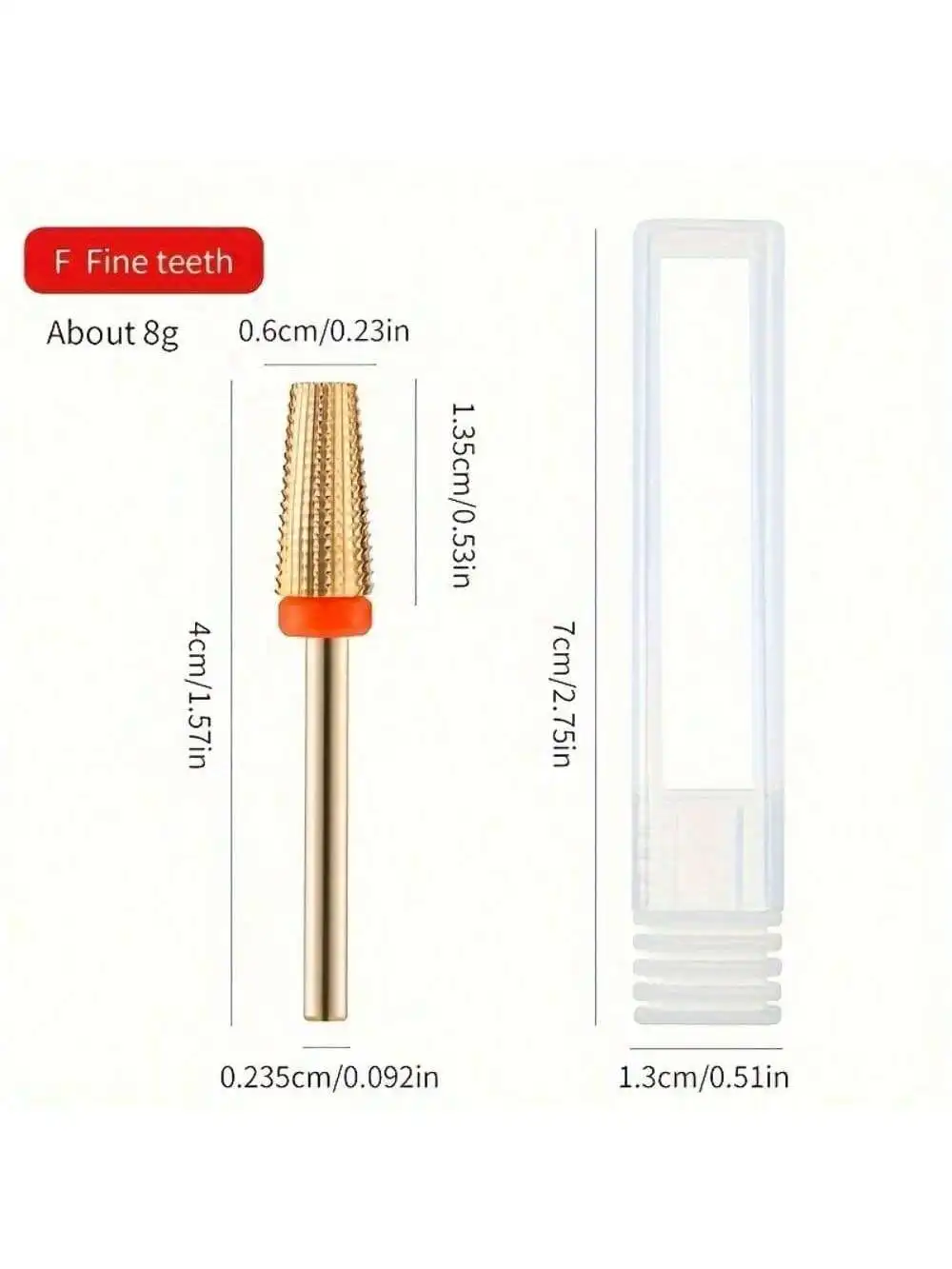 1/5個のタングステン鋼ネイルドリルビットセット - 金メッキラインストーン、2.35mmユニバーサルシャンク。 プロのネイルケア/フットケアツール