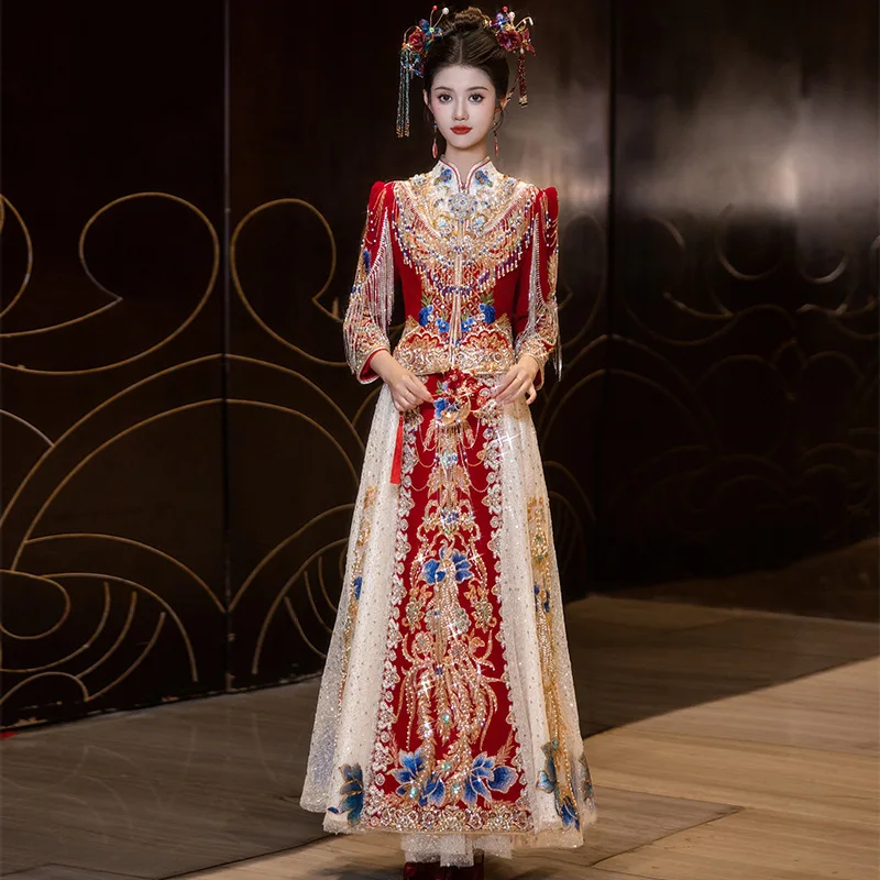 Heavy Industry Xiuhe Clothing Bride 2024 New Chinese Wedding Dress Toast High-End