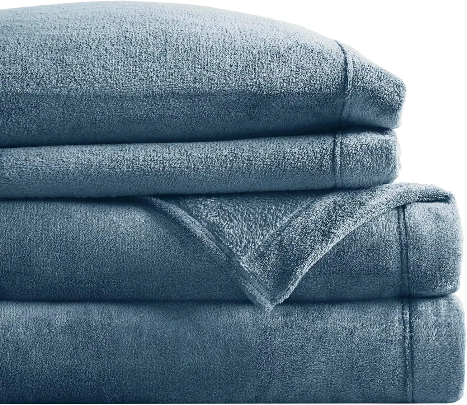 

Plush Sheet Set Queen, Solid Color, Warm & Soft Bedding Queen Size Sheets, Fitted Pocket Fits Up To 16"" Mattress, Soloft,