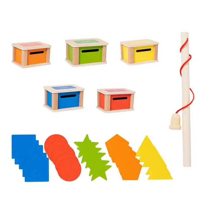 

Shape Sorter Toy Shape And Color Sorting Wooden Educational Toys Preschool Learning Fishing Game Montessori Toys Matching Game