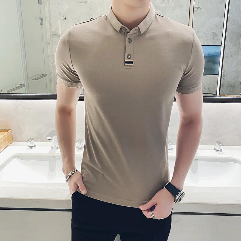 2023 Top Quality New Solid Color Men Polos Shirts Cotton Short Sleeve Casual Polo Shirt Hommes Fashion Summer Lapel Male Tees