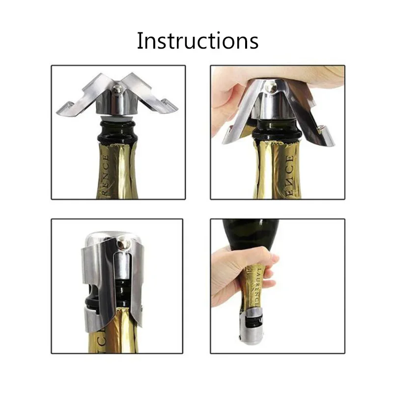 1pcs Champagne Bottle Stopper Stainless Steel Sparkling Grape Wine Bottle Plug Vacuum Sealer Bottle Liquor Flow Stopper Cap Bar