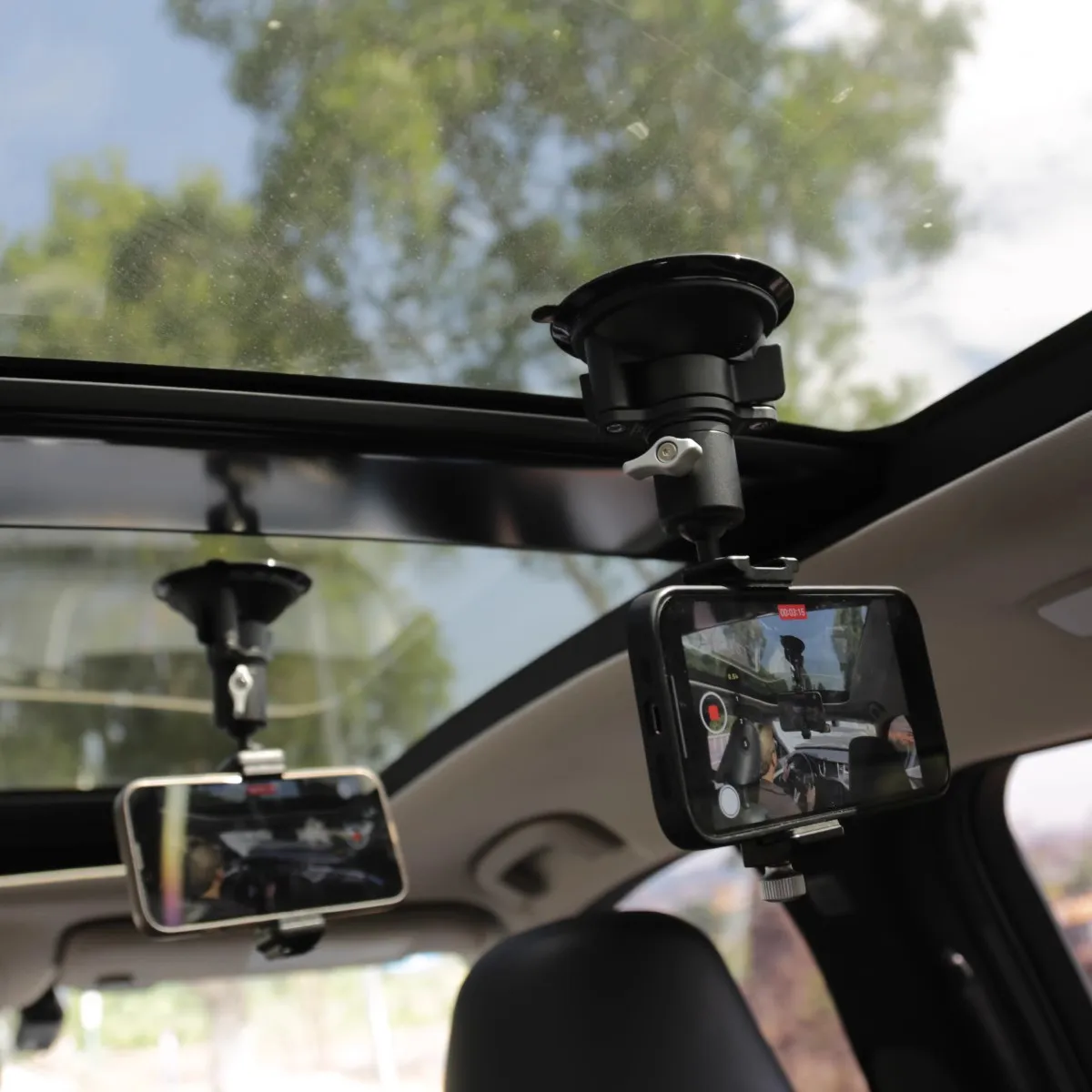 Suction Cup Phone Camera Stand, Mount On Smooth, Non-Porous Surface, 360 Rotate Metal Ball Head for iPhone 14 13 12 Gopro DJI
