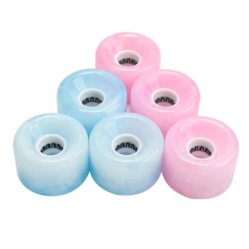 4Pcs Land Surfboard Luminous Wheel,Color Glitter PU Wheel For Skateboard Longboard,High Elastic Surfboard Wheels-B60B