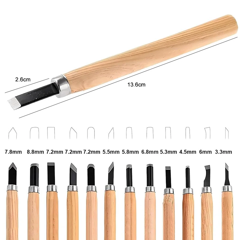  6/8/12 قطعة مجموعة أزاميل نحت الخشب للقطع الأساسي والأعمال الخشبية المفصلة أدوات يدوية ذاتية الصنع سكّين متعدّد الاستخدامات طقم سكاكين TMZ #6