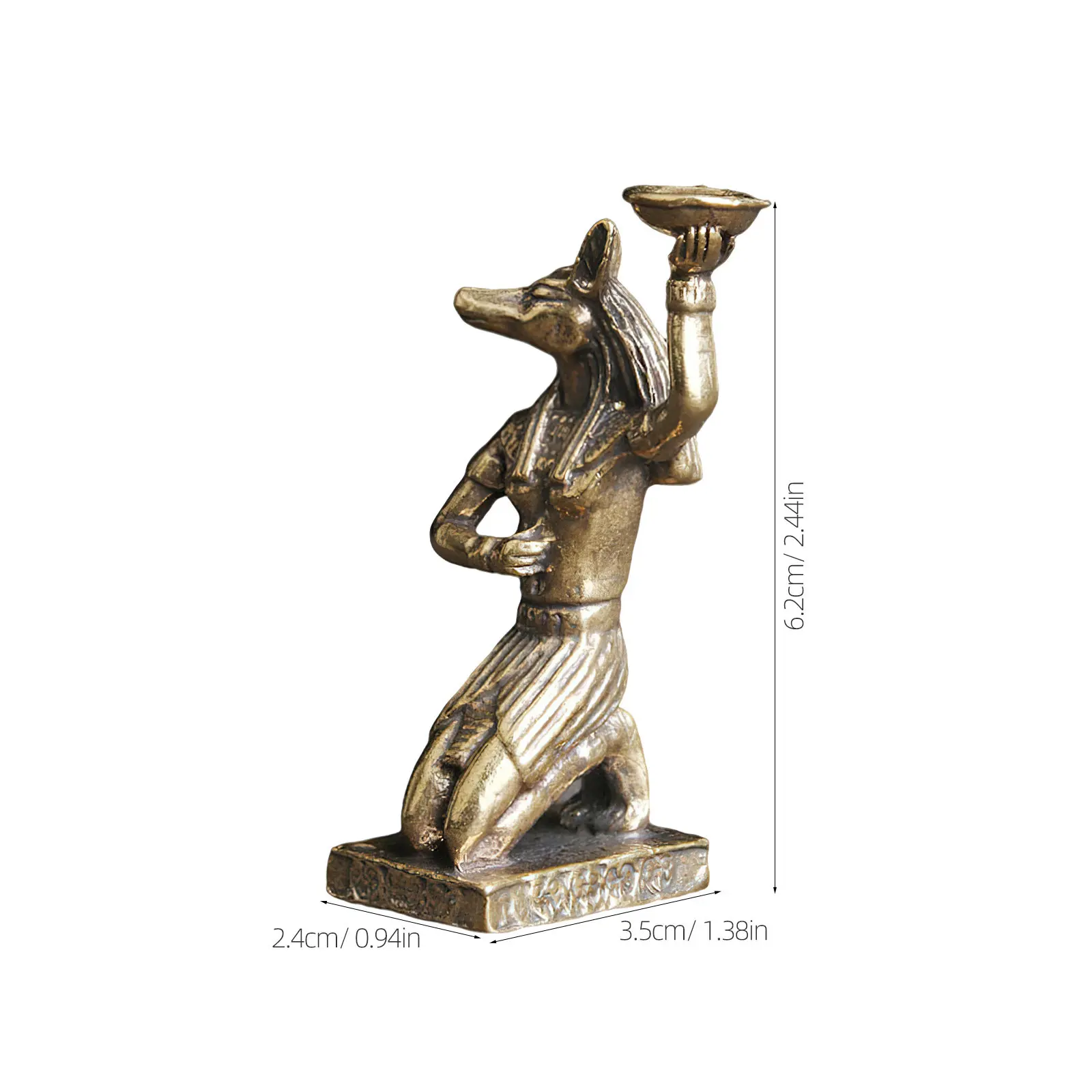 High Quality Brass Anubis Sculpture Retro Egypt Decor Exquisite Desktop Ornament Creative Interior Design Stable Base Brass