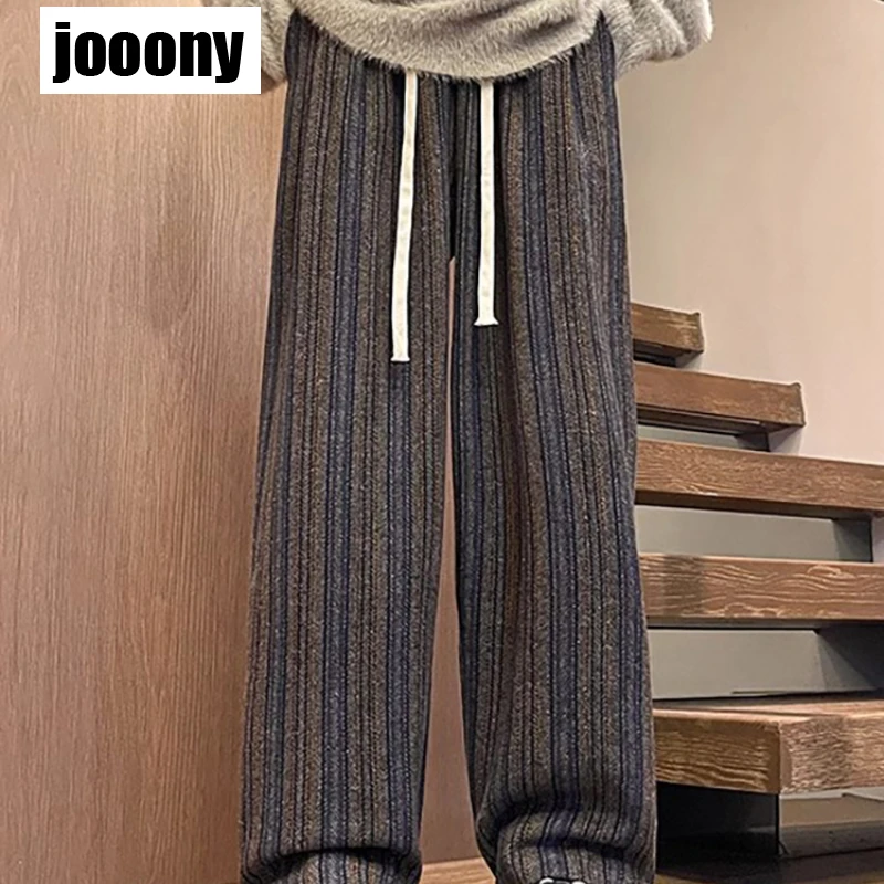 

Уличная одежда, повседневные спортивные штаны в полоску, эластичные прямые брюки с высокой талией, 2024, винтажные эстетические широкие брюки, уличные брюки унисекс