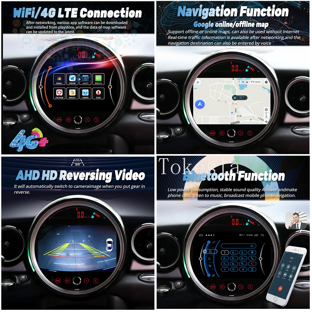 8G+128G Android 12 Car Radio For BMW MINI Cooper S R56 R57 R58 R59 Stereo Auto CarPlay Autoradio Audio Head Unit GPS Navigation