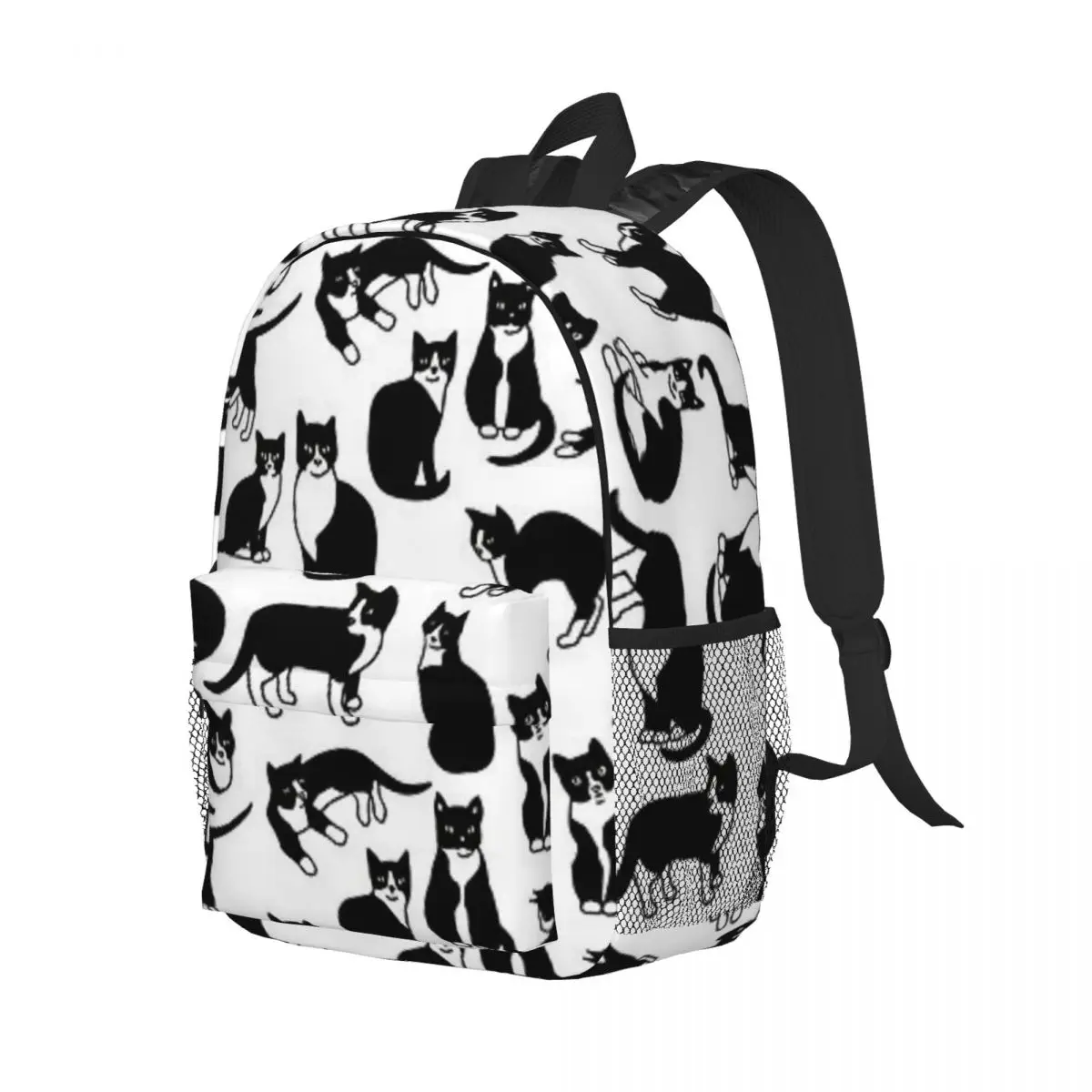 Esmoquin con patrón de gatos para niños, mochila escolar de moda para niños, niños, niñas, mochila para estudiantes de jardín de infantes