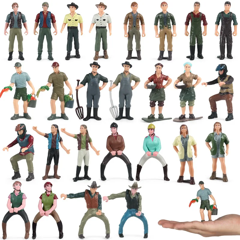 Children Simulation Toys -26 Models of Doll Decorations for Farmers Women Caregivers and Workers