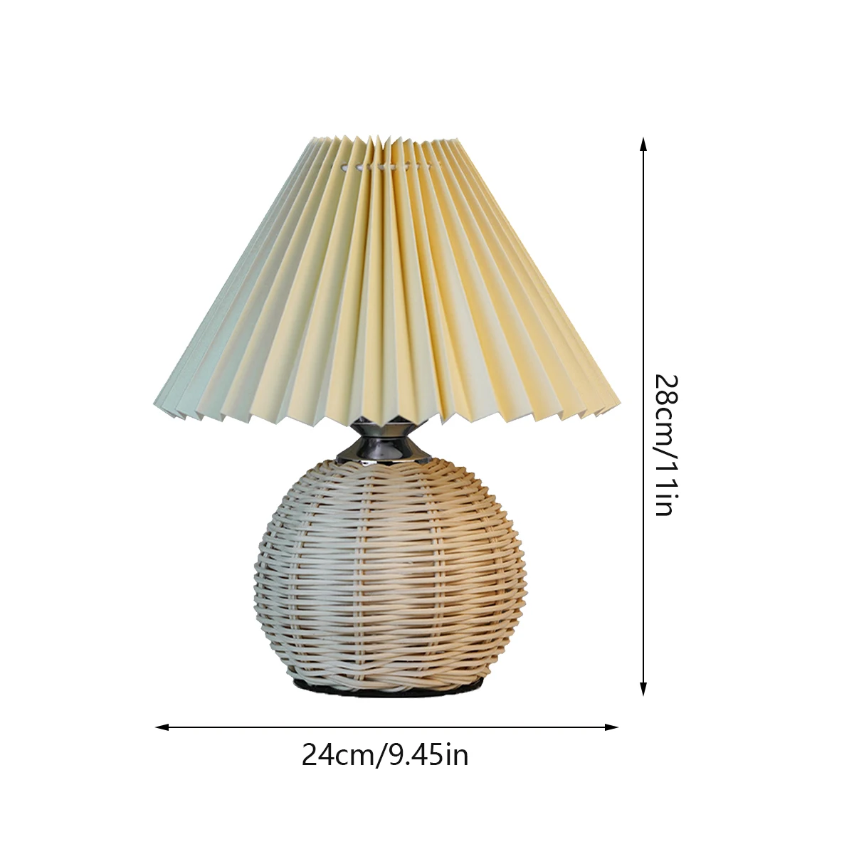 Pleated Rattan LED Table Lamp Living Room Table Standing Lamp Study Desk Bedside Lamp Home Office Decoration Night Light