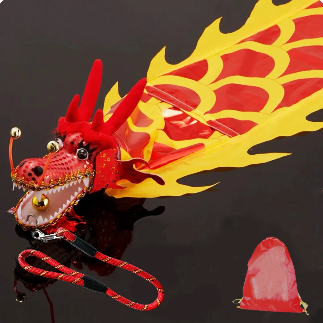 Poi de dragón 3D ligero de 16,5 pies, serpentina de cinta dorada estampada en caliente de 5M con cabeza de plástico, juego de accesorios para escenario de baile y Fitness al aire libre