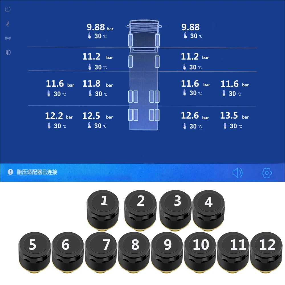 USB Android 4 6 8 12 Wheel TPMS for Car/RV/TRUCK Radio DVD Player Tire Pressure Monitoring System Spare Tyre  External Sensor