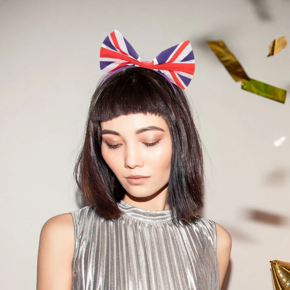 

2pcs Bow Headb s UK Flag for Women Girls Hair Accessories Satin National Fan Headdress Events Cosplay Party Sports Competition