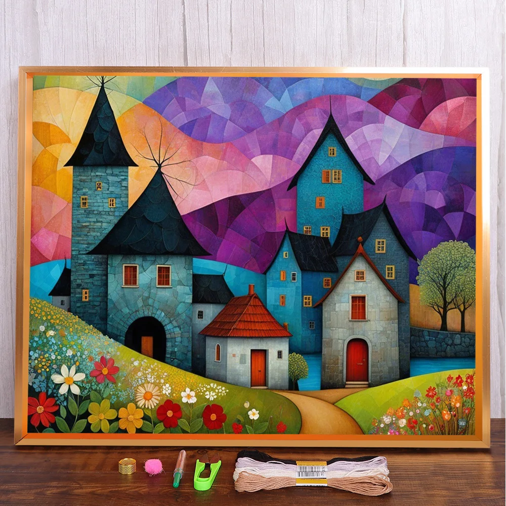 

Fantasy Landscape Printed 11CT Cross-Stitch Set DIY Embroidery Needlework Handicraft Painting Sewing Stamped Needle Different