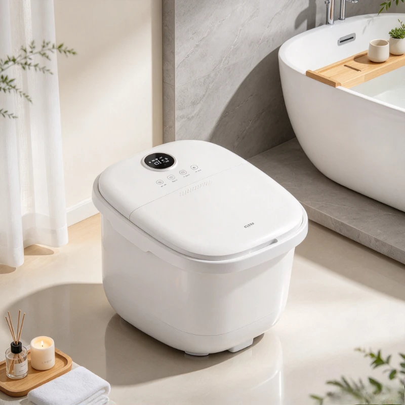 Deep Heated Foot Spa Massager, Angled Calf Height Bath Bucket with Constant Temperature, Quick Heating for Home Relaxation Use