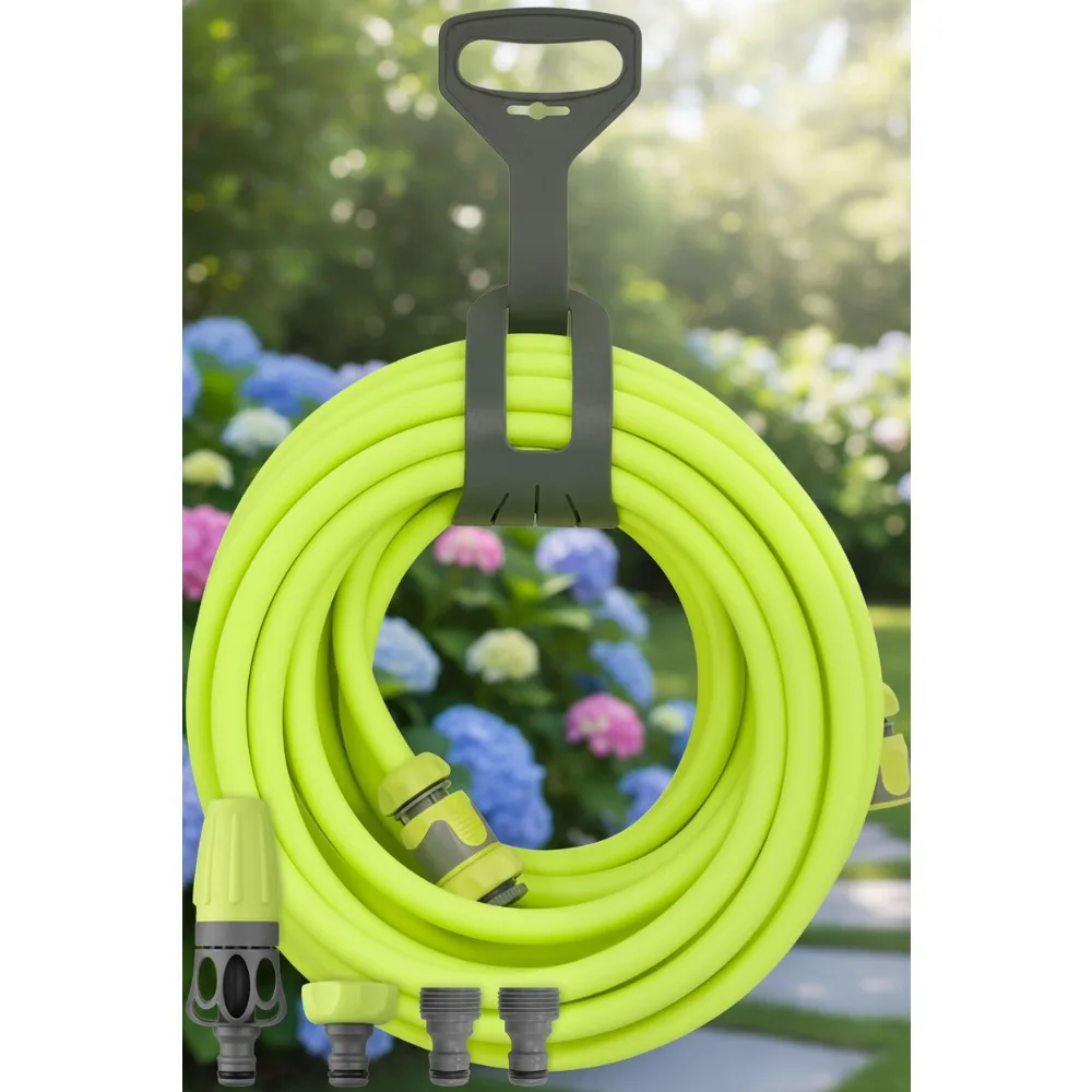 

50ft Flexible Garden Hose Kit with Quick Connect Nozzle | Lightweight Kink-Free Watering System for Home Gardening
