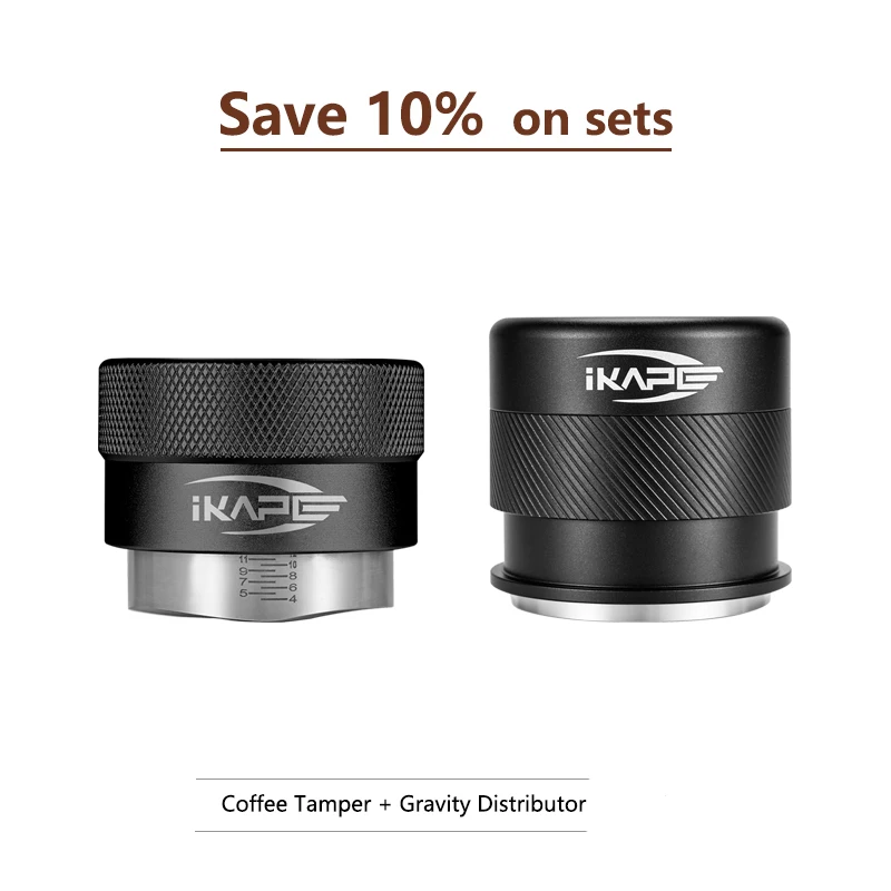IKAPE Kaffeeverteiler, passend für 49 mm, 51 mm, 54 mm, 58 mm Espresso-Siebträger Espresso, Schwerkraftverteiler (Schwarz/Silber)