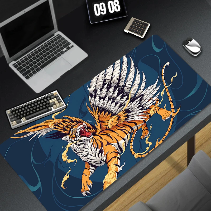 

Mouse Pad Laptop Cool Anime Tiger Gaming Mousepad PC Flame Gamer Cabinet Keyboard Rug Non Slip Desktop Protector Mat XXL Carpet