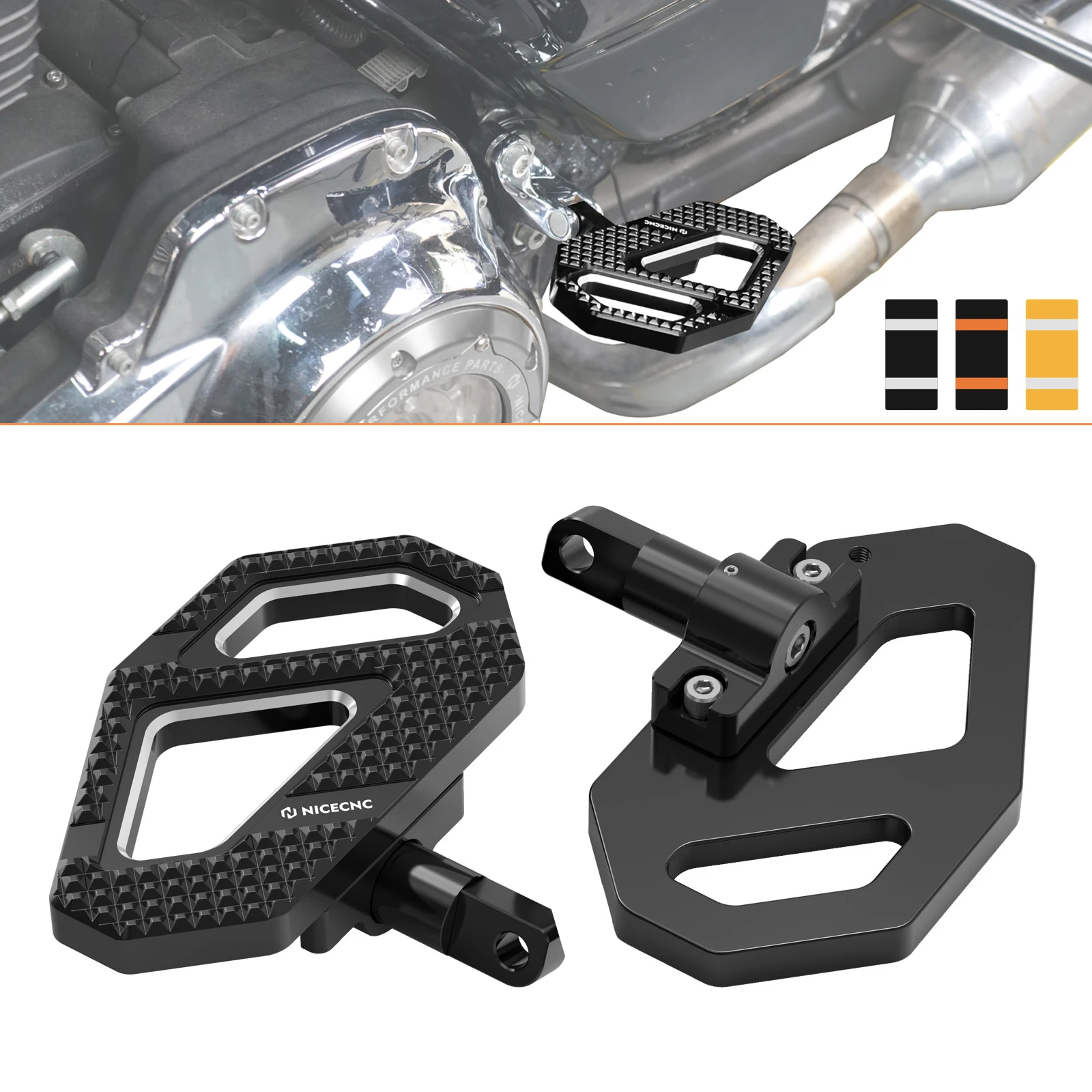 NICECNC Passenger Footrests Floorboard for Harley Road King Special 2017-2024 Street Glide/Special FLHX/S Road Glide FLTRX/S