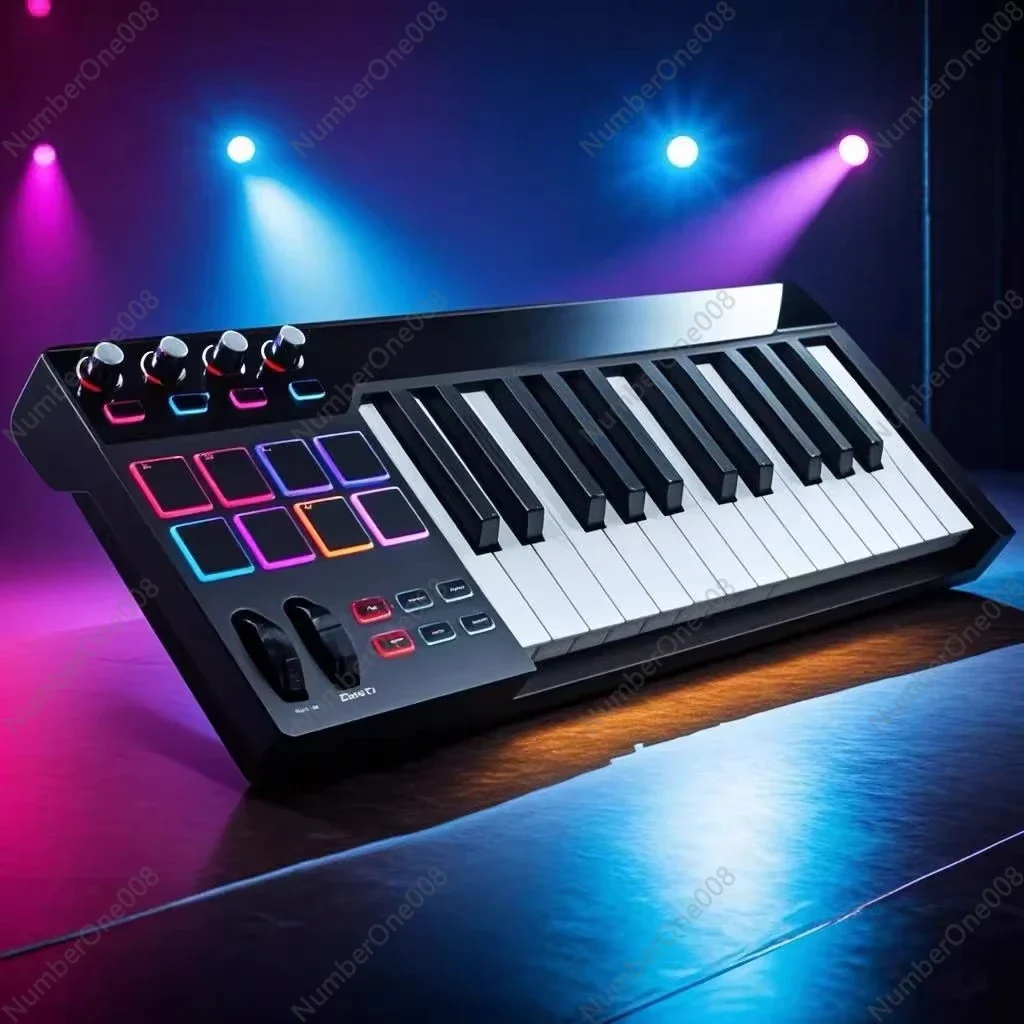 Professional 25-Key MIDI Keyboard Controller with Touch Bar, Dynamic Scale, and DAW Compatibility for Music Production