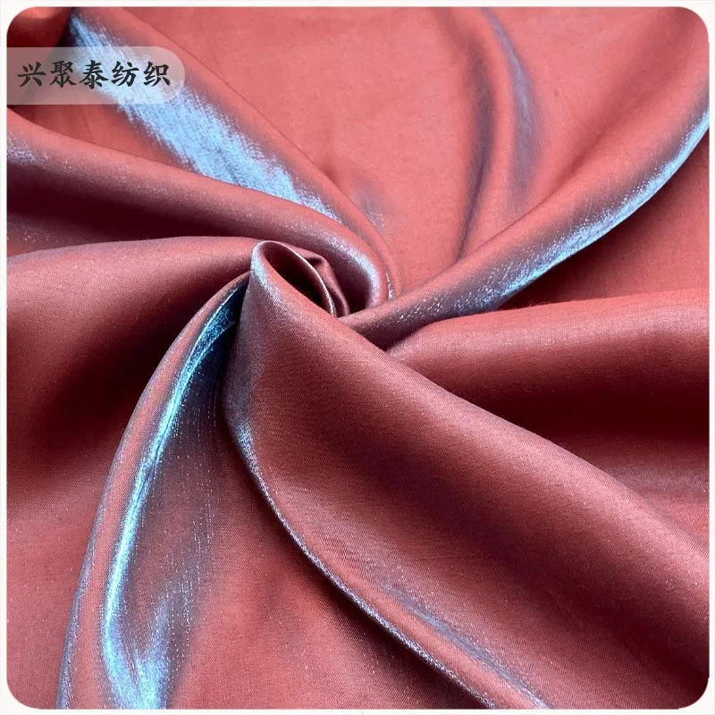 Camicia elegante bicolore in cotone chiaro dorato iridescente, raso fluido, liscio come la seta, morbido drappo, tessuto Hanfu non trasparente