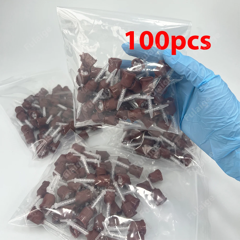 

100Pcs/bag Dental Mixing Tips Silicone Rubber Head Disposable 1:1 Dentistry Impression Nozzles Mixied Tubes Materials