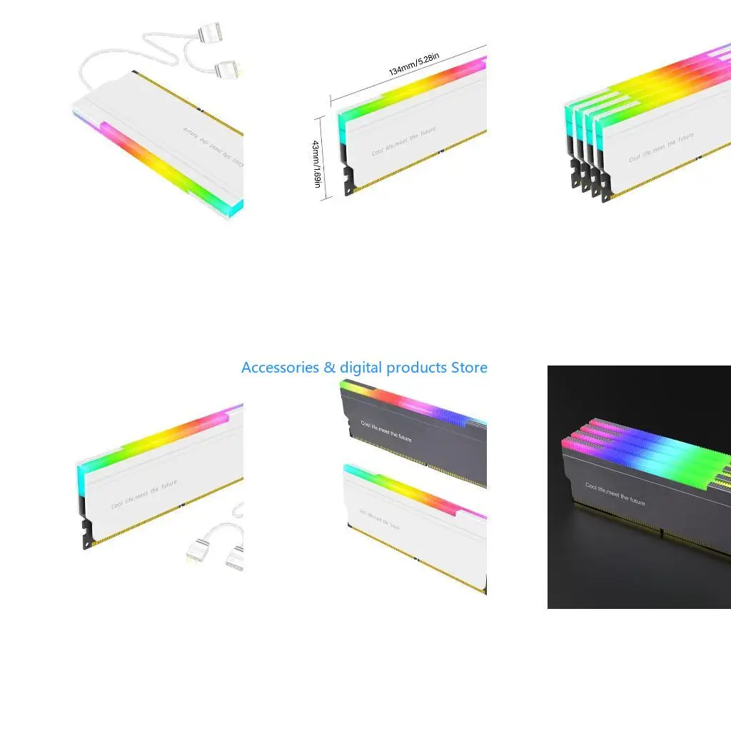 77JD Modulars ARGB Memory Cooling Heatsink DDR4/DDR5 Support M.2 Heat Dissipation Universal Mounting Desktop