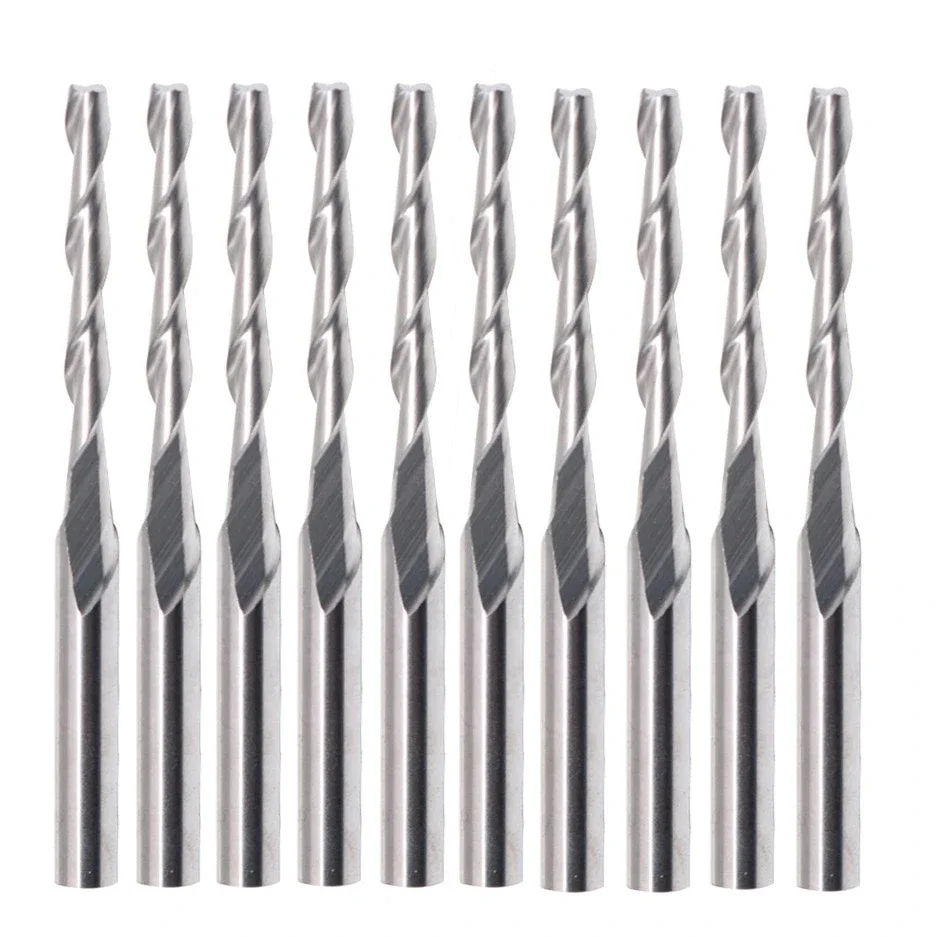 

‌ 10 шт. 1/8 дюйма фрезы с ЧПУ-3175x2x22 мм фреза с двойной канавкой (серебро) ‌