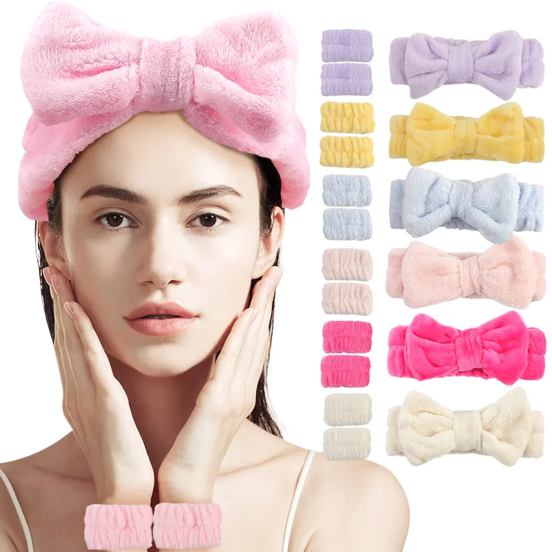 

3 шт., милый плюшевый браслет, резинка для волос, маска для макияжа, влагостойкий чехол на рукав, кольцо для волос, наушники, лицо, душ, повязка на голову для ухода за кожей