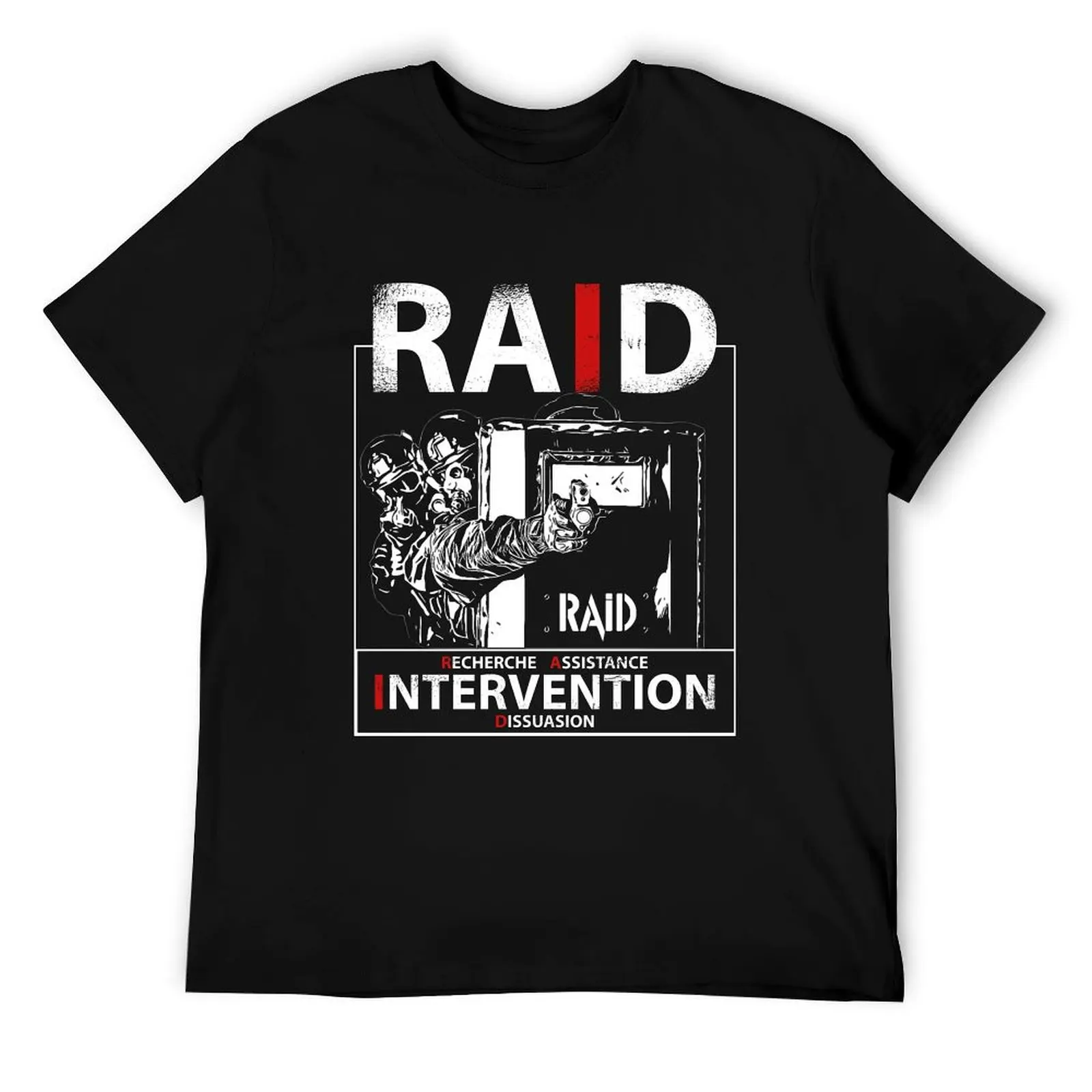 RAID French Police Special Unit T-Shirt, Baumwoll-T-Shirt-Set, T-Shirts für Herren, Slim-Fit-T-Shirt