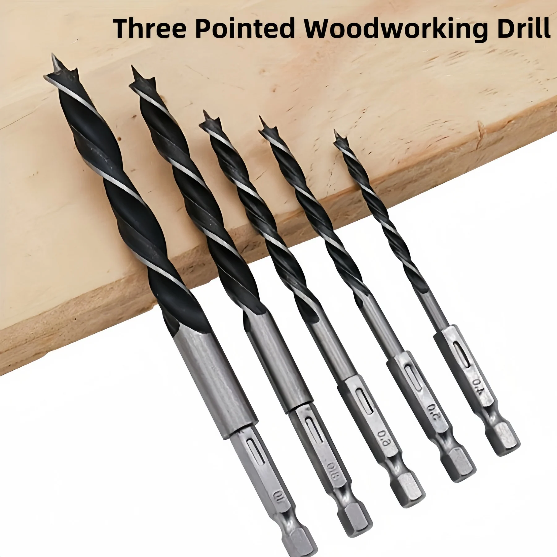 

5pcs of 1/4 "Hexagonal Handle Woodworking Drill Bits, 4/5/6/8/10mm Reaming Electric Tool Set, Precision Positioning Reaming Tool