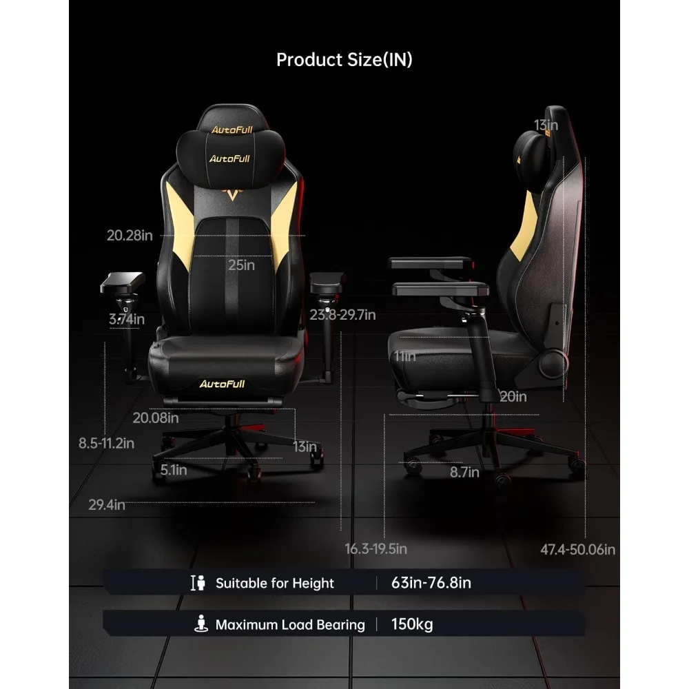 Ventilated and Heated Seat Chair with Dynamic Tracking Lumbar Support, 6D Foldable Mechanical Armrests, 160° Reclining Backrest