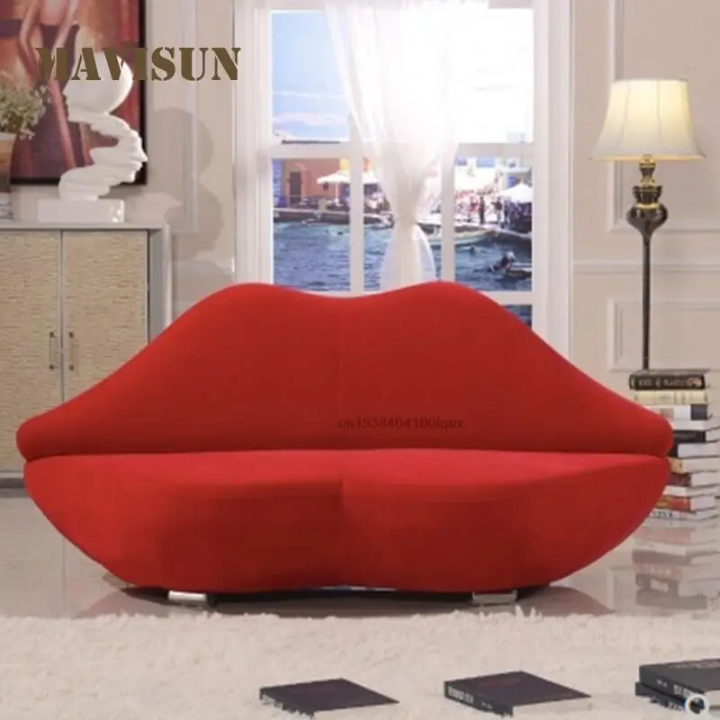 

Mavisun 3-Person Sofa Creative Red Lips Shape Designer Casual Fabric For Store Lounge Lazy Simple Fashionable Couches And Sofas