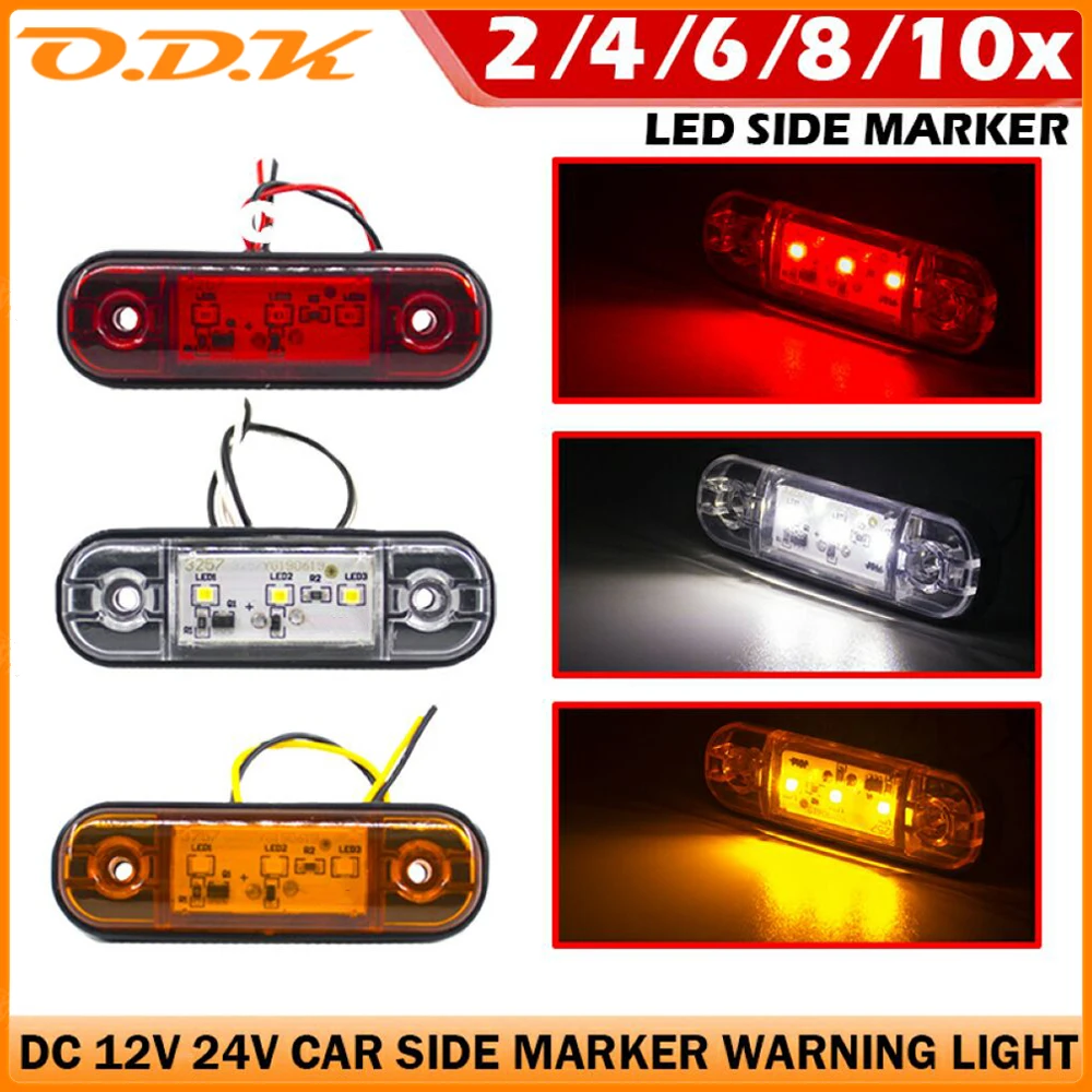 2/4/6/8/10x 3 LED External Side Marker Warning Tail Light Lamp Clearance Signal Brake Indicator Trailer Truck Lorry 12V 24V