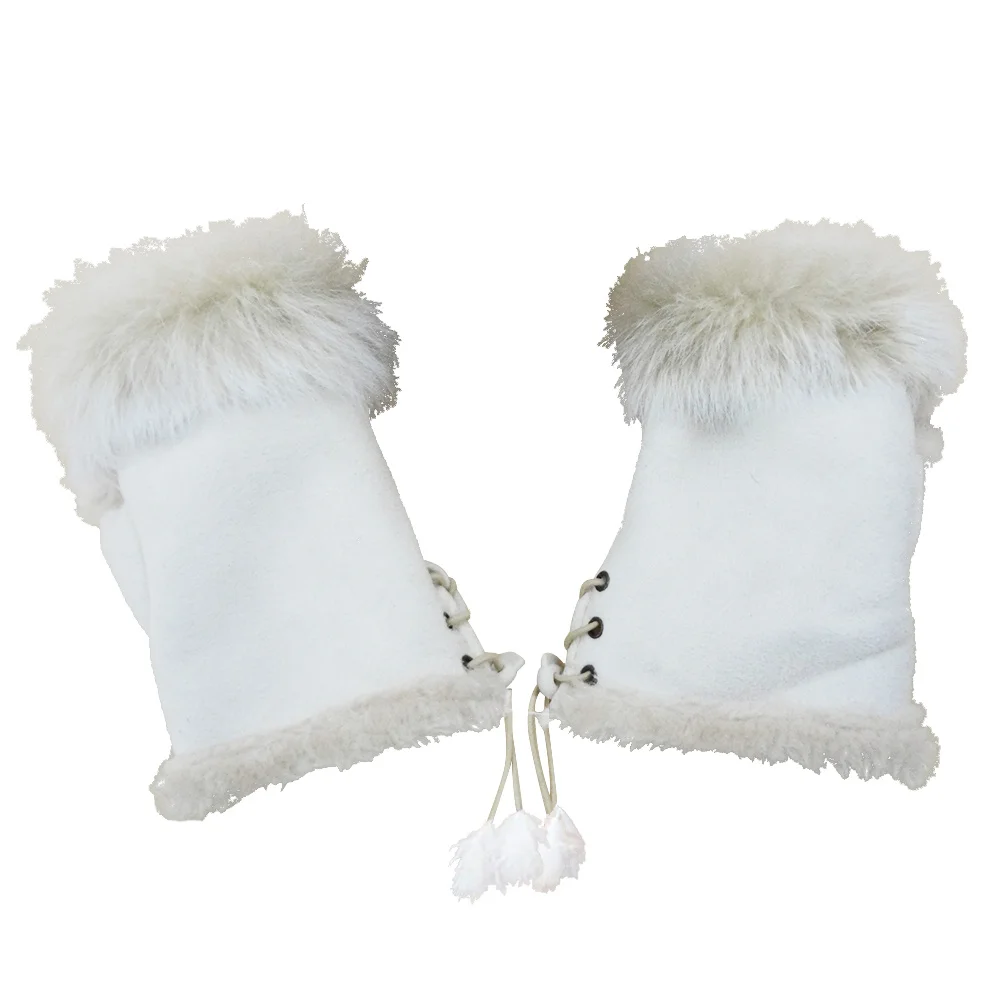 

1 Pair Half Finger Gloves Women'S Winter Warm Wool Fingerless Mittens Touchscreen Compatible Lightweight Hand Warmers For