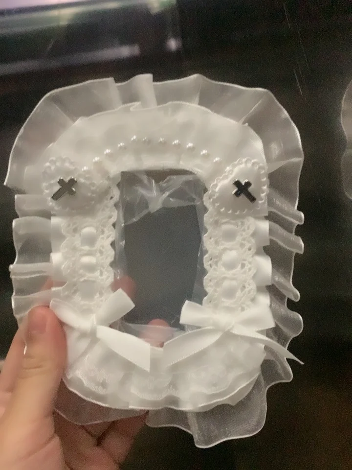 

Ins Lace Sleeve bow Love transparent Kpop Photocard Holder DIY fabric plush pendant Photo Card Protective cover