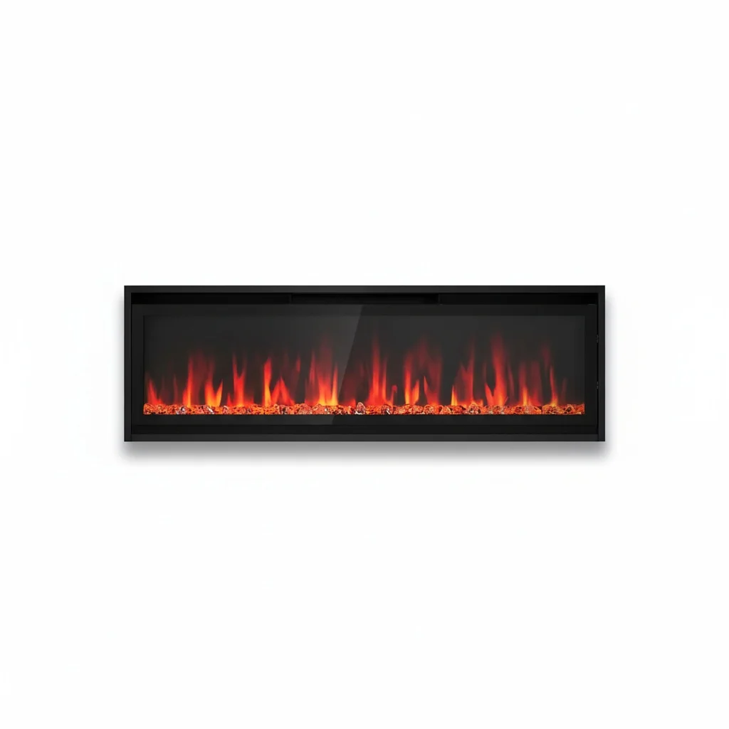 50 inch Electric Fireplace, Slim Wall-Mounted Fireplace Heater, 12 LED Flame Colors, Recessed Fireplace with Remote Control
