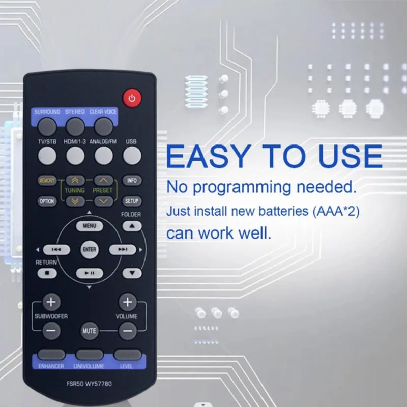 Super Sale Replace Remote Control for Yamaha FSR50 WY57780 SR-301 YHT-S401 Sound Bar