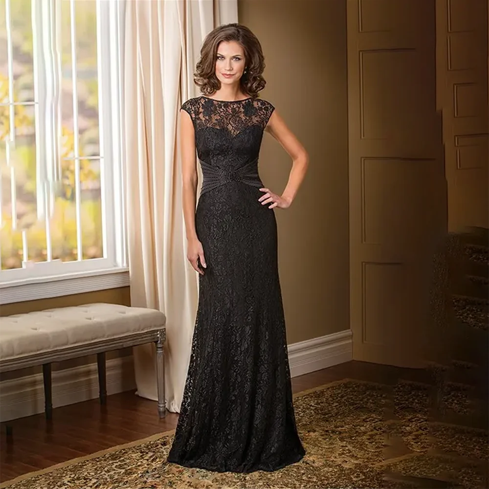 

Mother of the Bride Dress Elegant Mother Dress Lace Ruffle Sleeveless Boat Neck Formal Mermaid Wedding Guest Gowns Customized