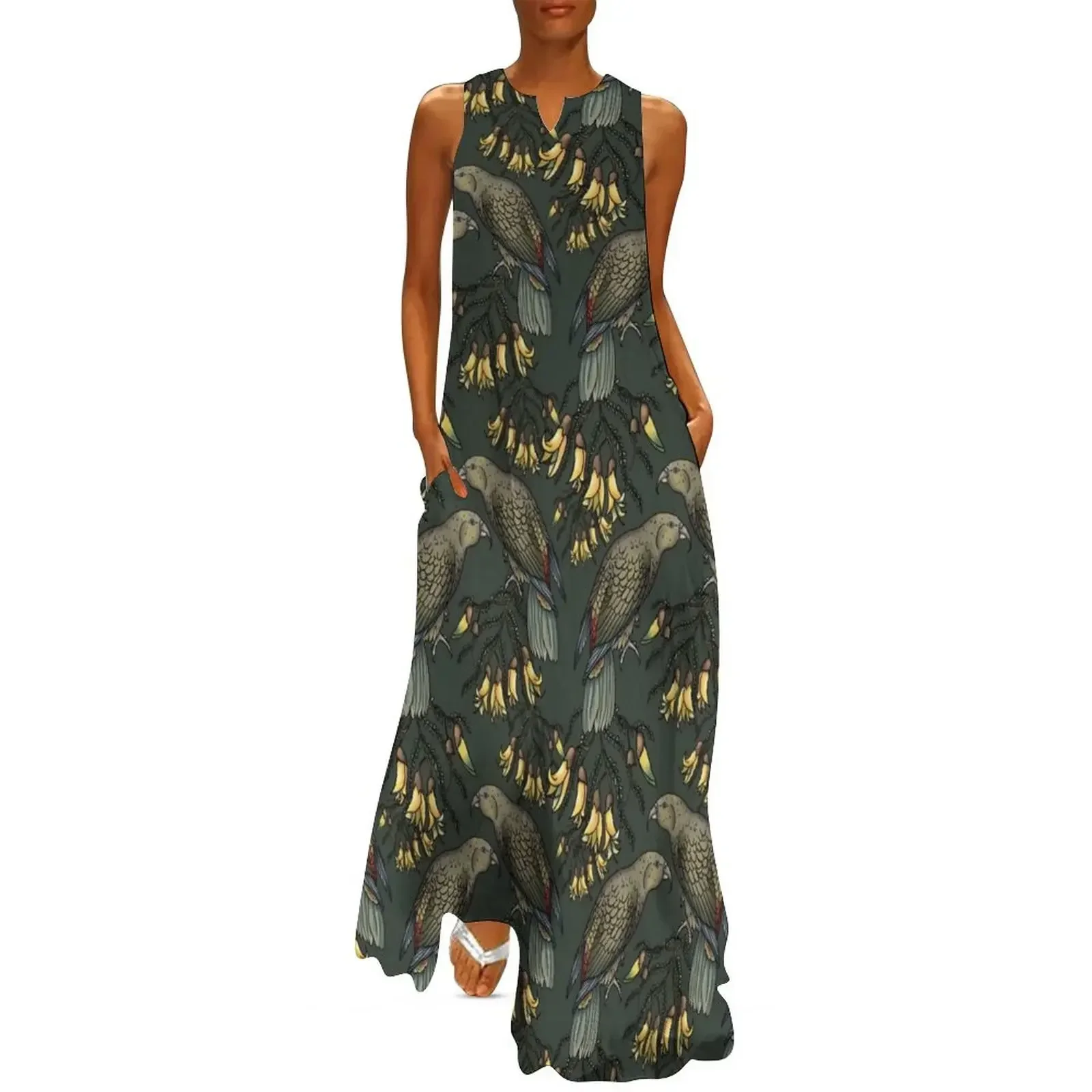 

Kea in the Kowhai - Green Long Dress women party dresses dresses women summer 2025 birthday dress Dress