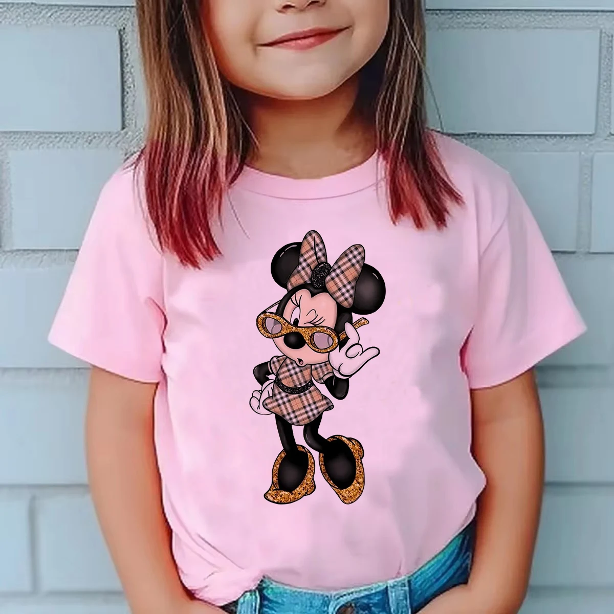 90s Y2k Funny Minnie T Shirt Children Top Manga Mickey Mouse Tshirt Ullzang Japanese Anime T-shirt Kids Girl Boy Tee