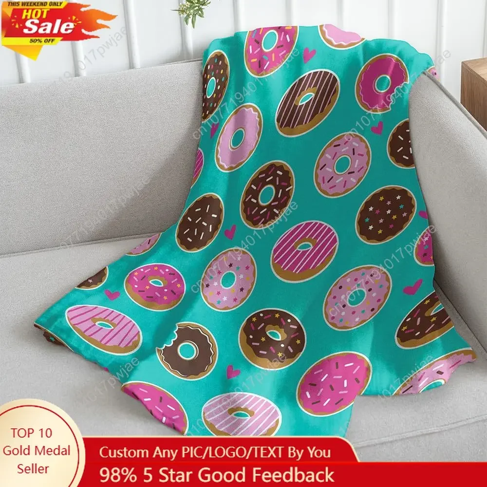Donut Day Dreams Super Soft Throw Blanket Throw Blanket for Bedroom Living Room Spring Time Holidays Custom blankets