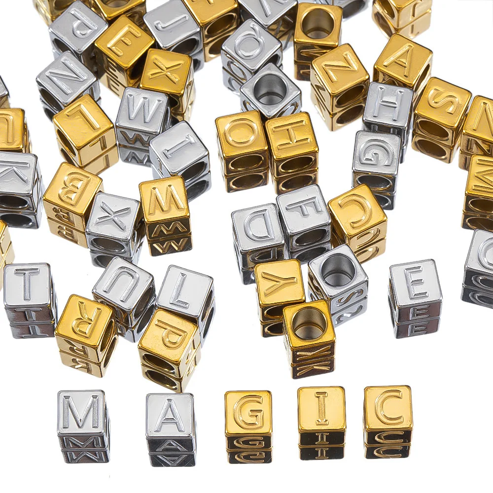 

10Pcs Stainless Steels Letter Beads, Metal Letter Beads,Square Letter Beads, Letter Charms for Bracelets/Necklaces/Bag Charms