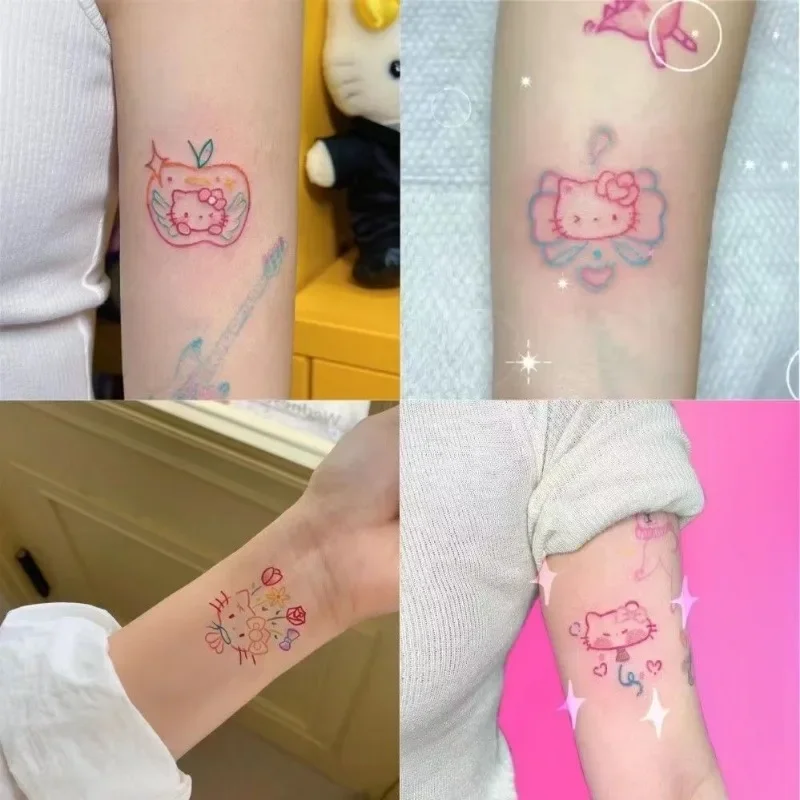 Sanrios Characters Hello Kitty Kuromis Cartoon Temporary Tattoos Cute Waterproof Long-lasting Tattoo Sticker Durable Color Gifts