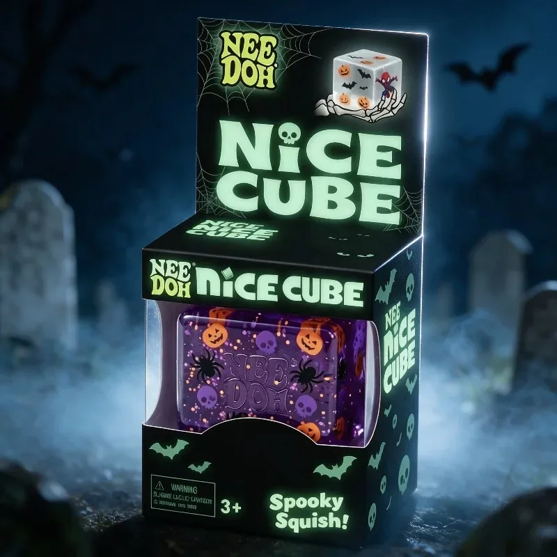 Halloween ghost Nee Doh Nice cube slow rebound soft toy maltose cube fidgety decompression extrusion toy party holiday gift. - view 6
