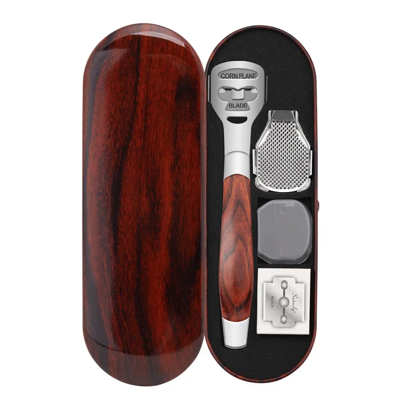4 sztuk/zestaw drewniany uchwyt golarka do stóp kalus golarka do stóp pięta golarka do skóry kukurydza obcinacz do skórek Remover Pedicure Razor przenośna pielęgnacja stóp