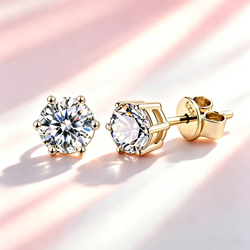Classic 4 Claw Earrings D VVS Moissanite With GRA Certificate Stud Earrings For Women Sparkling S925 Sterling Silver Luxury