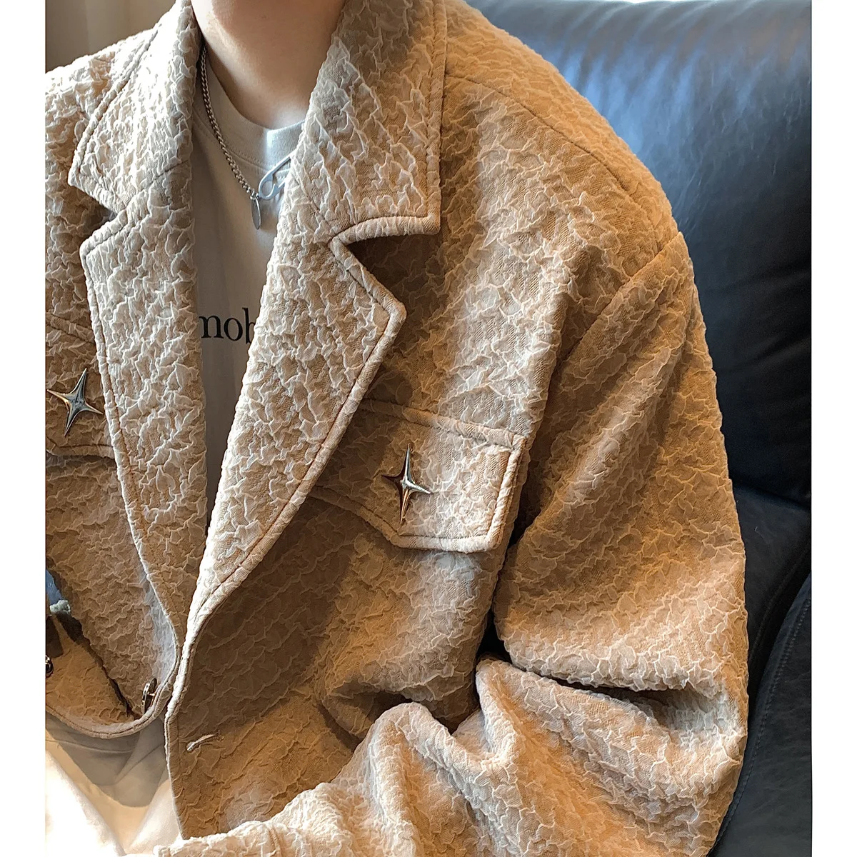 American Retro Suit Collar Jacket For Men, Spring Autumn Style, Niche Design, Bomber Jacket, Cool And Street-Friendly Short Coat